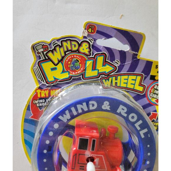 NIP Vintage 1990s Ja-Ru Toys Wind-Up & Roll Train Wheel Toy Unused in Package - Picture 2 of 8